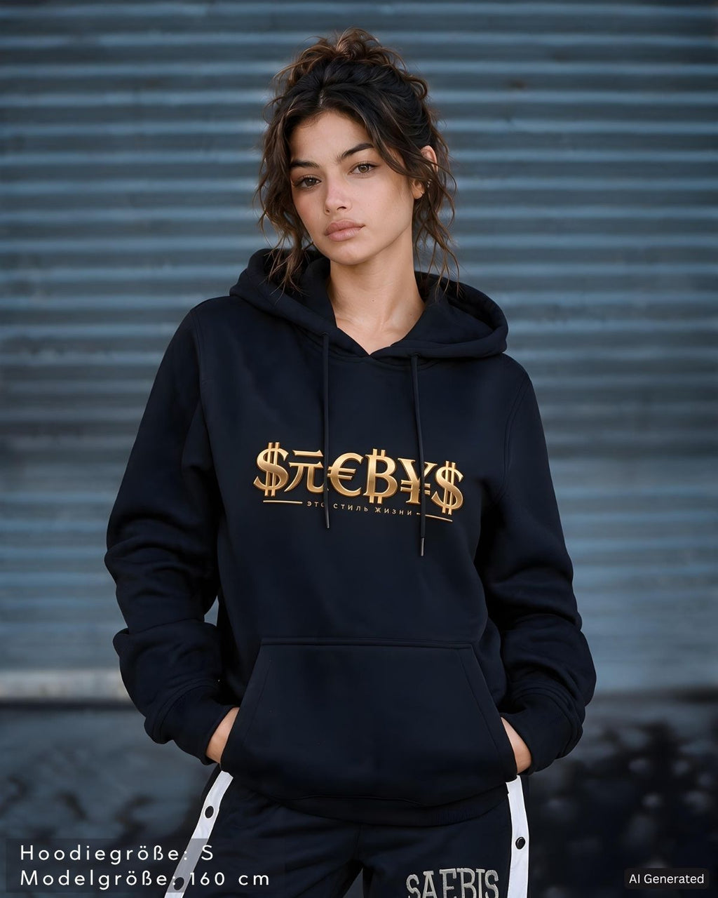 SAEBIS® Money Damen Oversized Hoodie schwarz