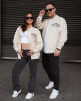 Lifestyle Damen Oversized College Jacke cremefarben by SAEBIS®