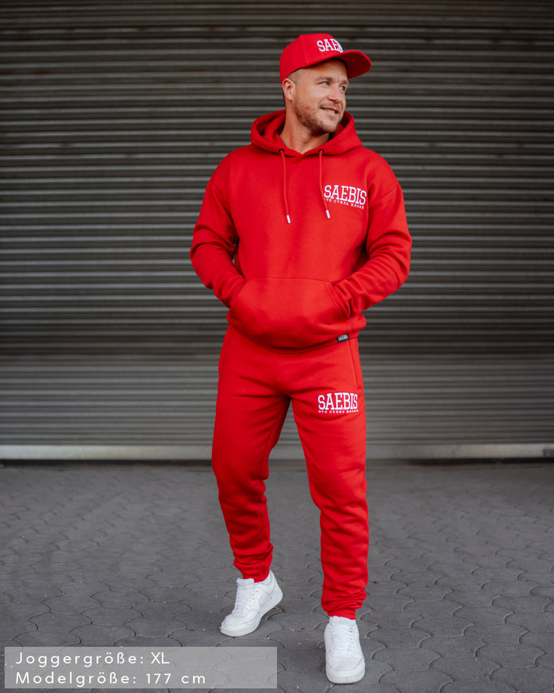 Lifestyle Herren Jogginghose rot mit Stickerei by SAEBIS®