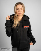 SAEBIS® 90's Lifestyle Damen Oversized Zip Hoodie schwarz mit Reißverschluss