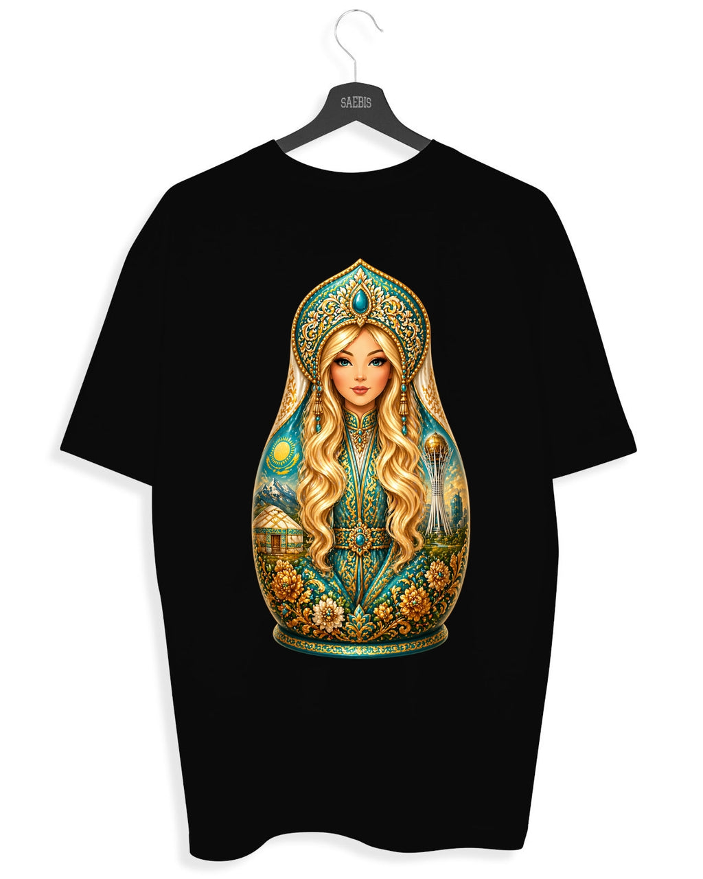 QASAQ GIRL BLOND - Damen Oversized T-Shirt schwarz by SAEBIS®