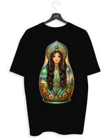 QASAQ GIRL BRUNETT - Damen Oversized T-Shirt schwarz by SAEBIS®