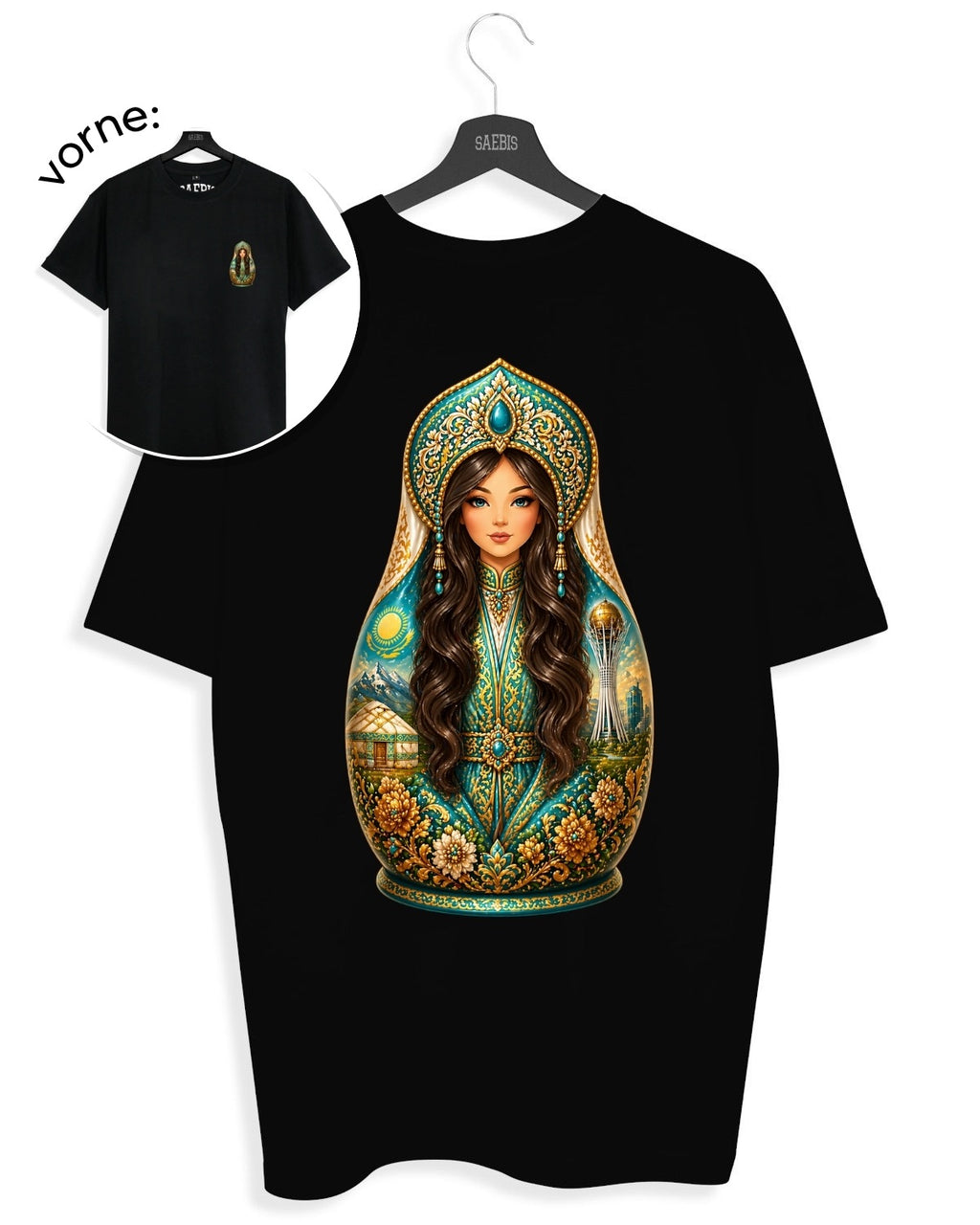 QASAQ GIRL BRUNETT - Damen Oversized T-Shirt schwarz by SAEBIS®