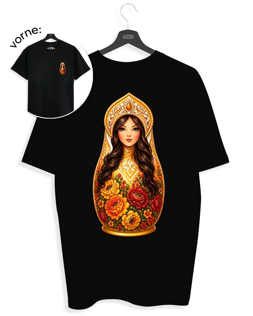 SLAVIC GIRL BRUNETT - Damen Oversized T-Shirt schwarz by SAEBIS®