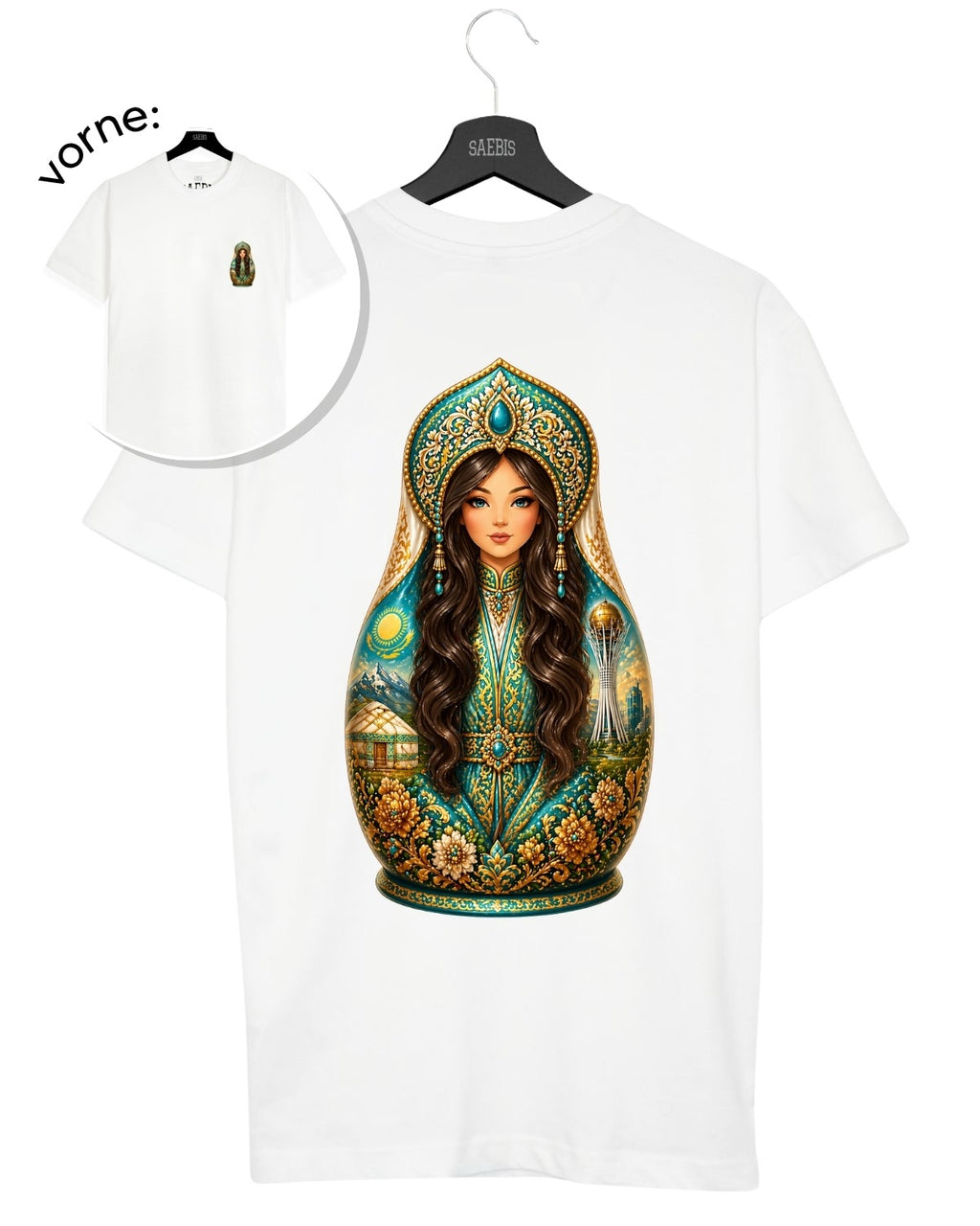 QASAQ GIRL BRUNETT - Damen Oversized T-Shirt weiß by SAEBIS®