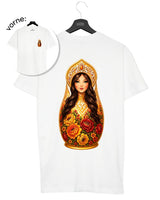 SLAVIC GIRL BRUNETT - Damen Oversized T-Shirt weiß by SAEBIS®