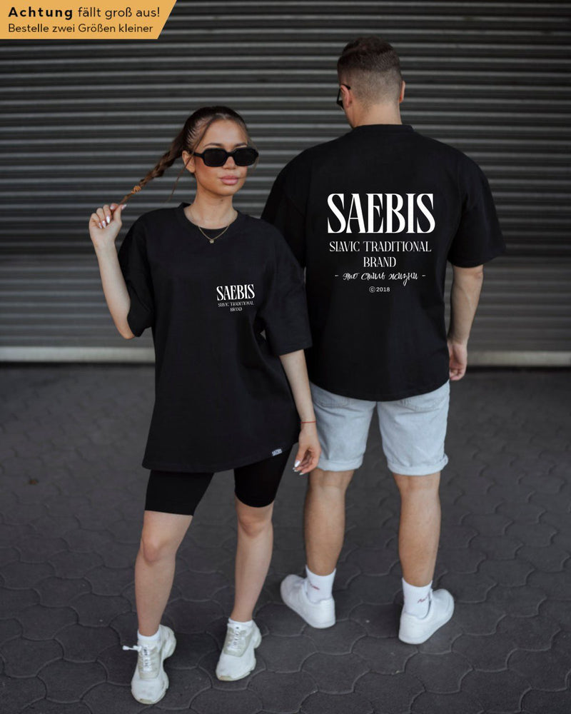 SAEBIS® Slavic Brand Damen Extra Oversized Premium T-Shirt schwarz