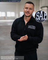 Lifestyle Herren Oberteil schwarz mit Stickerei & Reißverschluss am Kragen by SAEBIS®