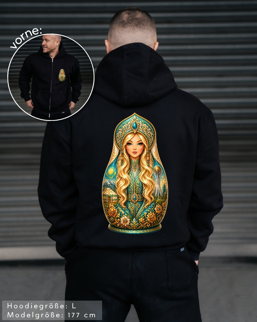 QASAQ GIRL BLOND - Herren Extra-Oversized Zip Hoodie mit Reißverschluss schwarz by SAEBIS®