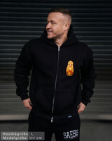 SLAVIC GIRL BLOND - Herren Extra-Oversized Zip Hoodie mit Reißverschluss schwarz by SAEBIS®