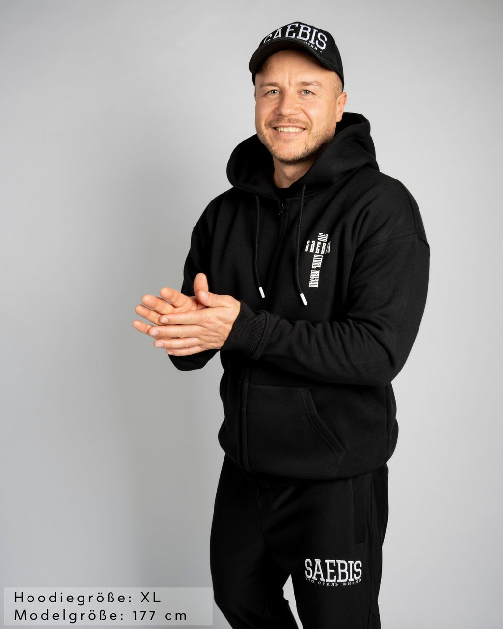 KREST Herren Zip Hoodie schwarz mit Reißverschluss by SAEBIS®