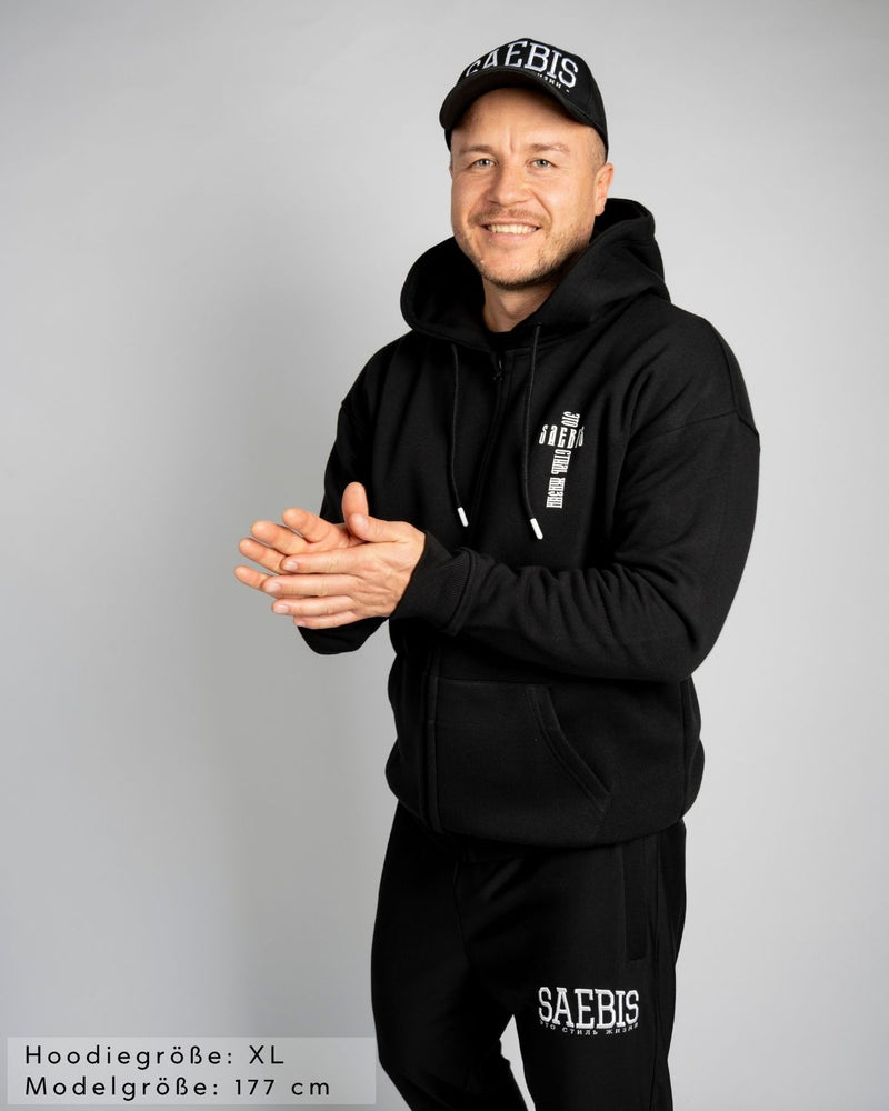 KREST Herren Zip Hoodie schwarz mit Reißverschluss by SAEBIS®