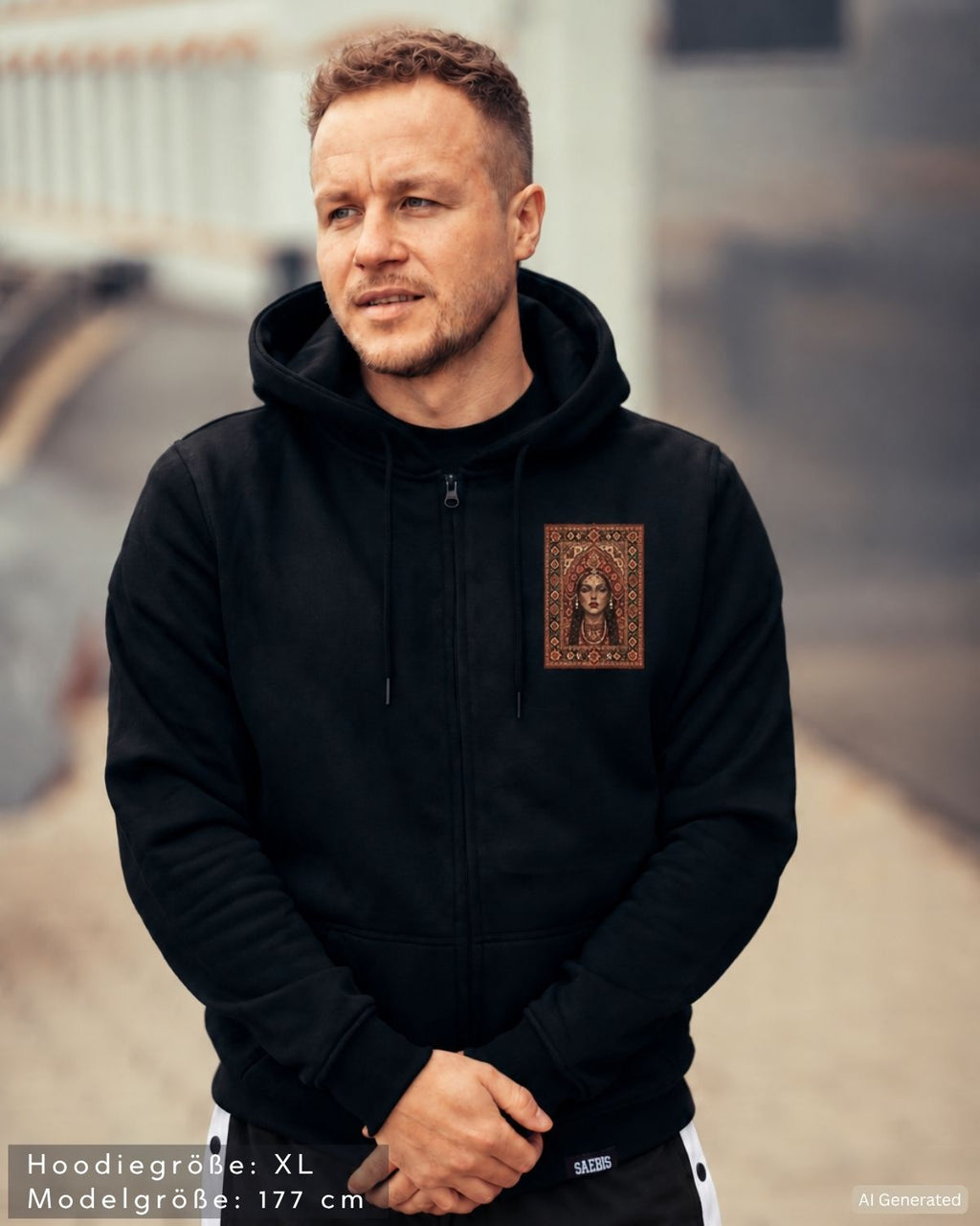 SLAVIC Herren Zip Hoodie mit Reißverschluss schwarz by SAEBIS®