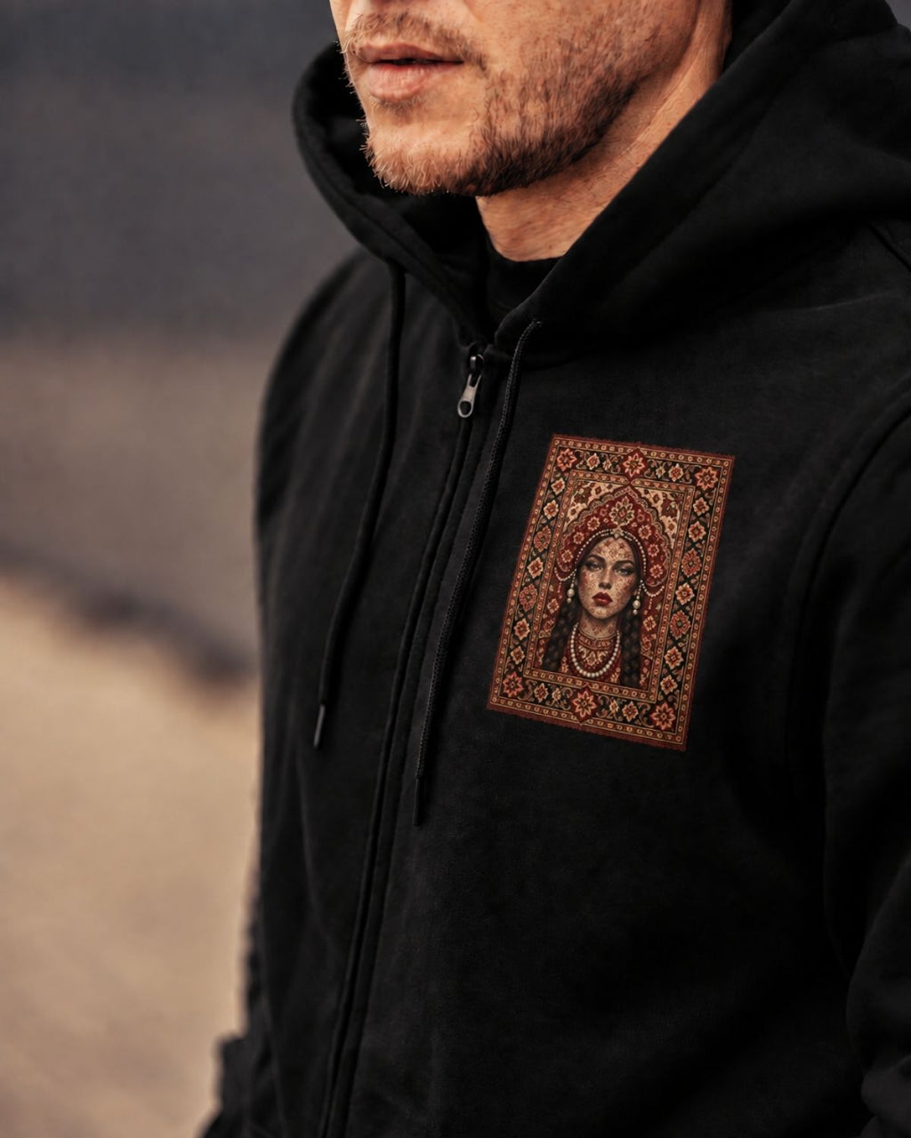 SLAVIC Herren Zip Hoodie mit Reißverschluss schwarz by SAEBIS®