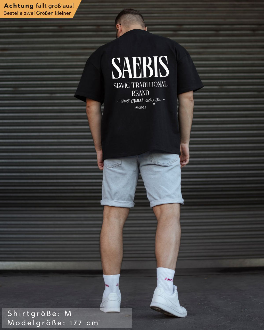 SAEBIS® Slavic Brand Herren Extra Oversized Premium T-Shirt schwarz