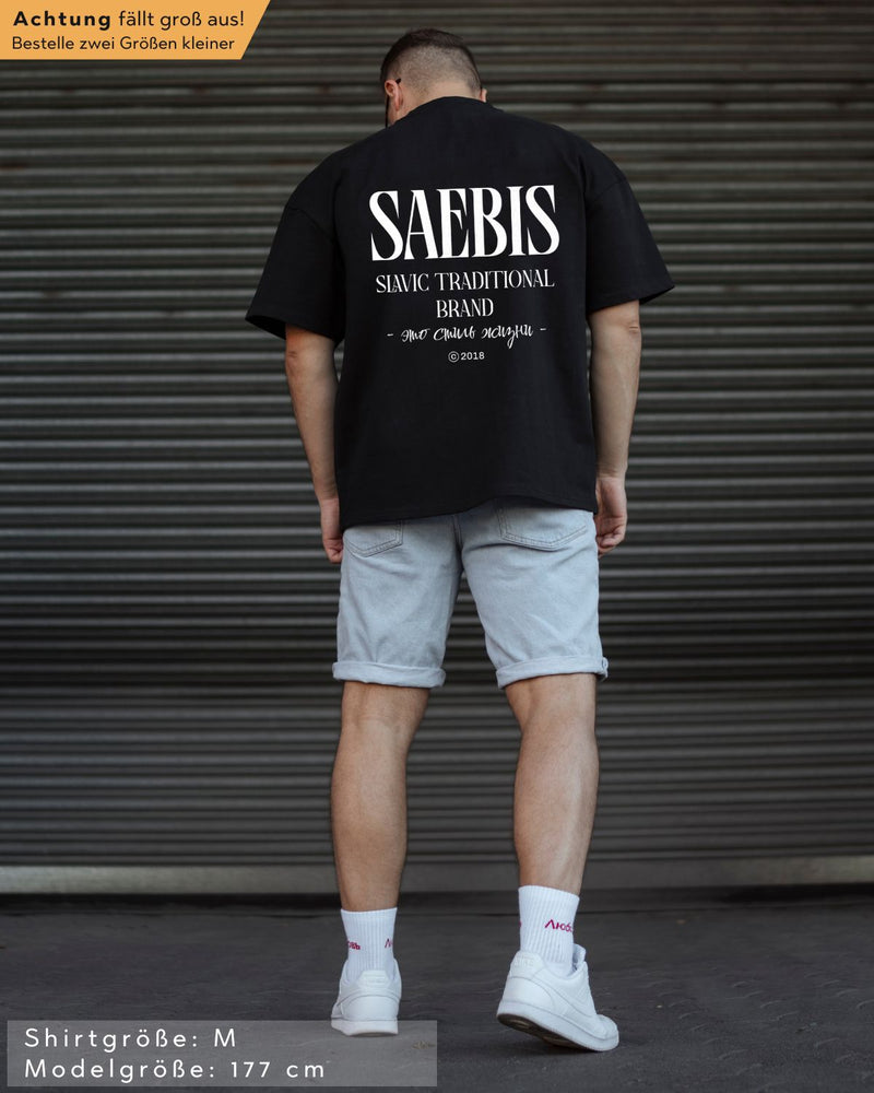 SAEBIS® Slavic Brand Herren Extra Oversized Premium T-Shirt schwarz