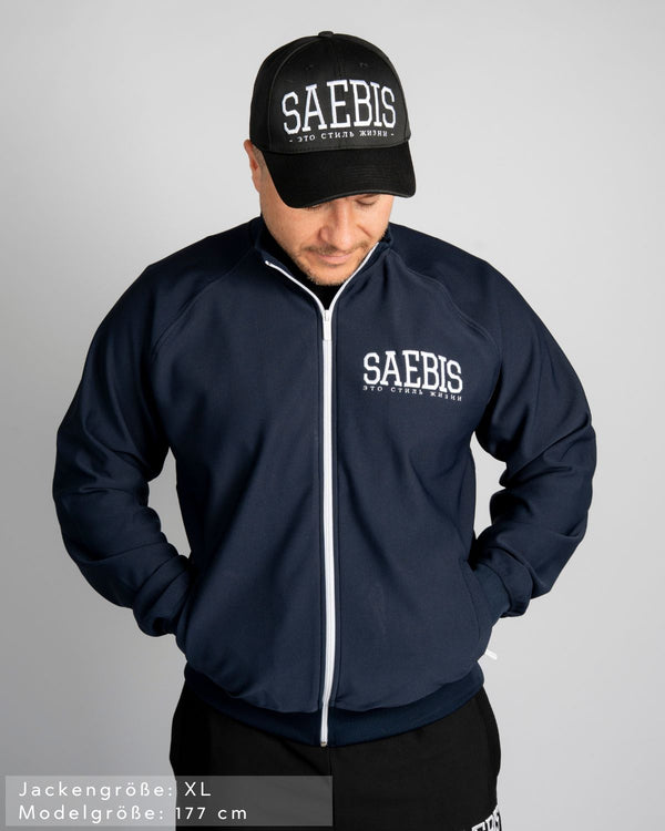 SAEBIS® SPORTS Herren Trainingsjacke navyblau mit Stickerei