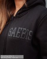 Lifestyle All Black Damen Oversized Zip Hoodie mit Reißverschluss by SAEBIS®