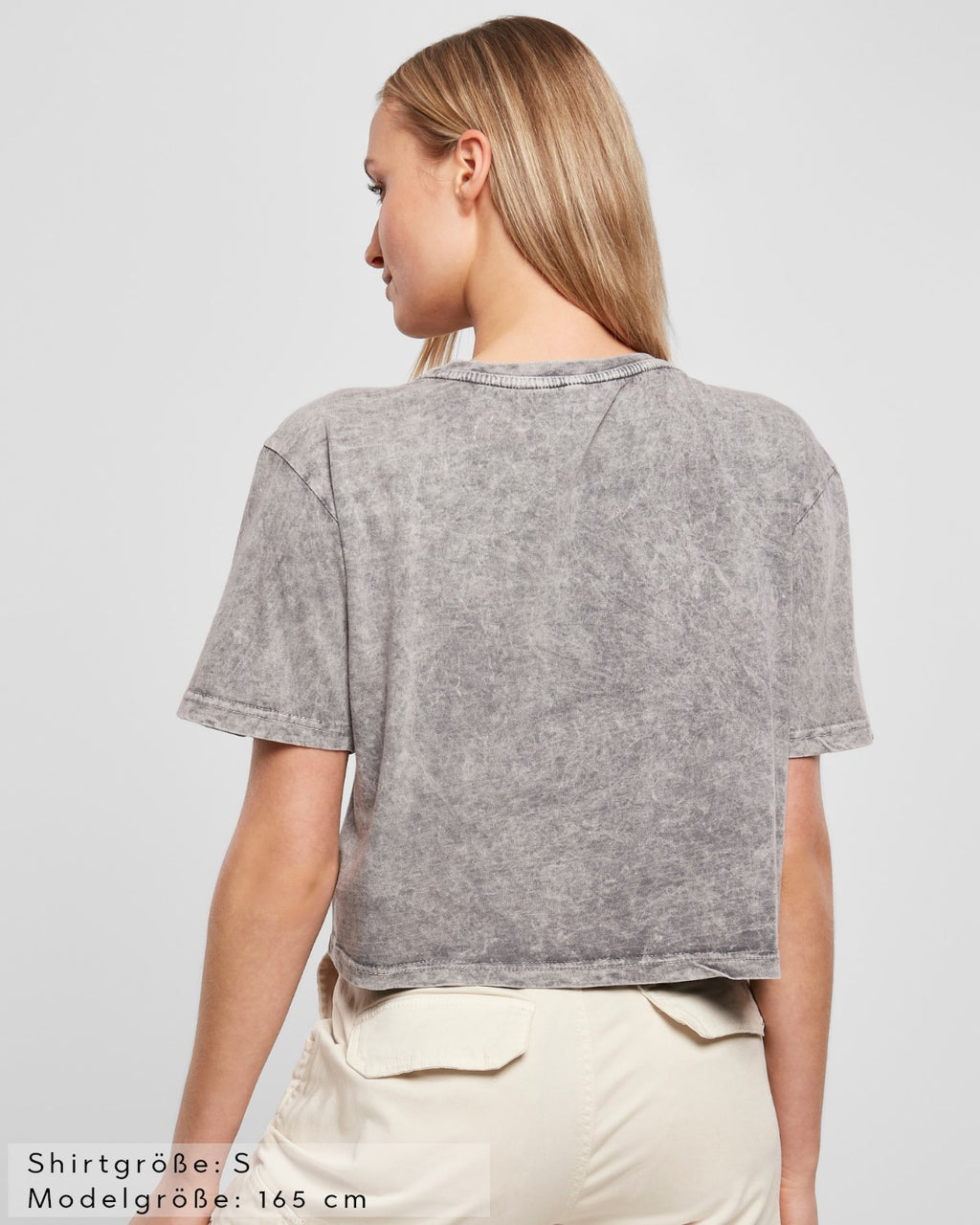 Lifestyle Damen Crop Shirt washed grau/ schwarz by SAEBIS®