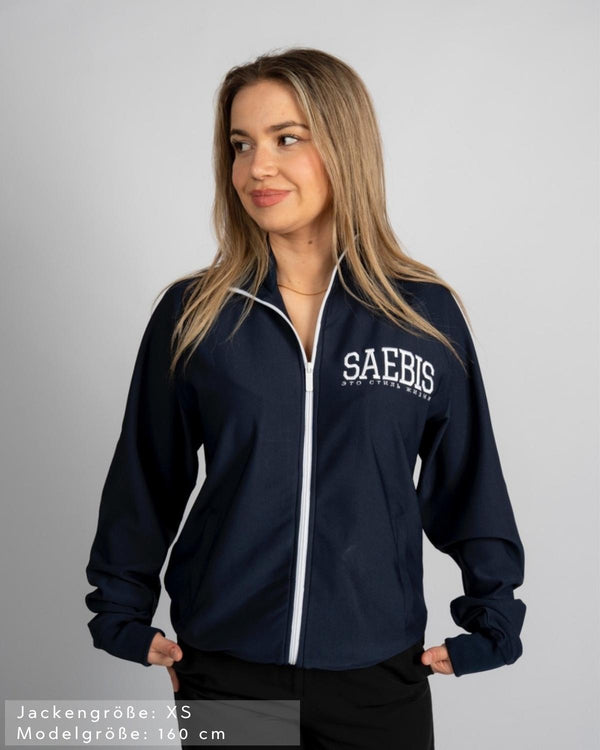 SAEBIS® SPORTS Damen Oversized Trainingsjacke navyblau mit Stickerei