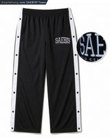 Lifestyle Herren Jogginghose schwarz mit Knöpfen, Stickerei & geradem Bein by SAEBIS®
