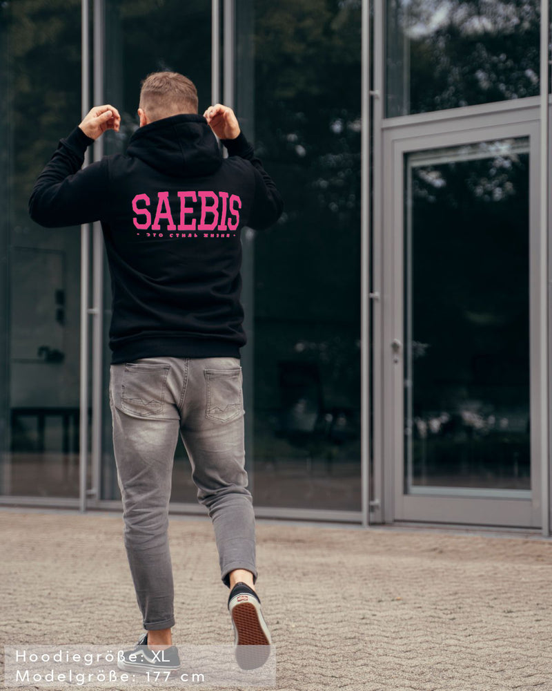 Lifestyle Pink Edition Herren Zip Hoodie mit Reißverschluss schwarz by SAEBIS®