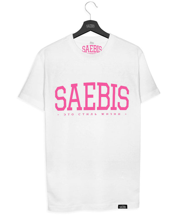 Lifestyle Herren T-Shirt weiß Pink Edition by SAEBIS®