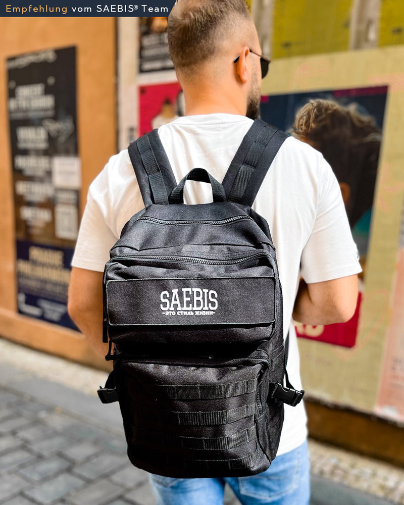 Lifestyle Rucksack schwarz mit drei Fächern by SAEBIS®