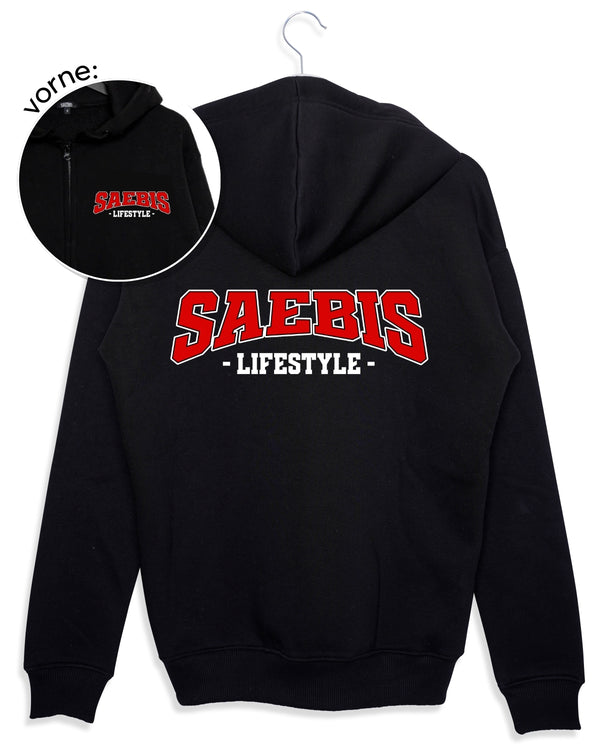 SAEBIS® 90's Lifestyle Herren Zip Hoodie schwarz mit Reißverschluss