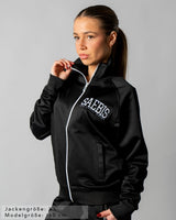 SAEBIS® SPORTS Damen Oversized Trainingsjacke schwarz mit Stickerei