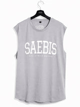 Lifestyle Herren Sleeveless Shirt asphaltgrau-weiß by SAEBIS®