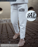 Lifestyle Damen Jogginghose weiß mit Stickerei by SAEBIS®