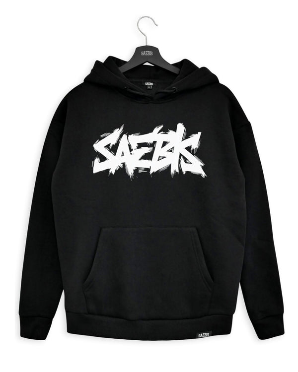 SAEBIS® Graffiti Damen Oversized Hoodie schwarz