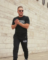 Lifestyle Herren Jogginghose schwarz mit Stickerei by SAEBIS®