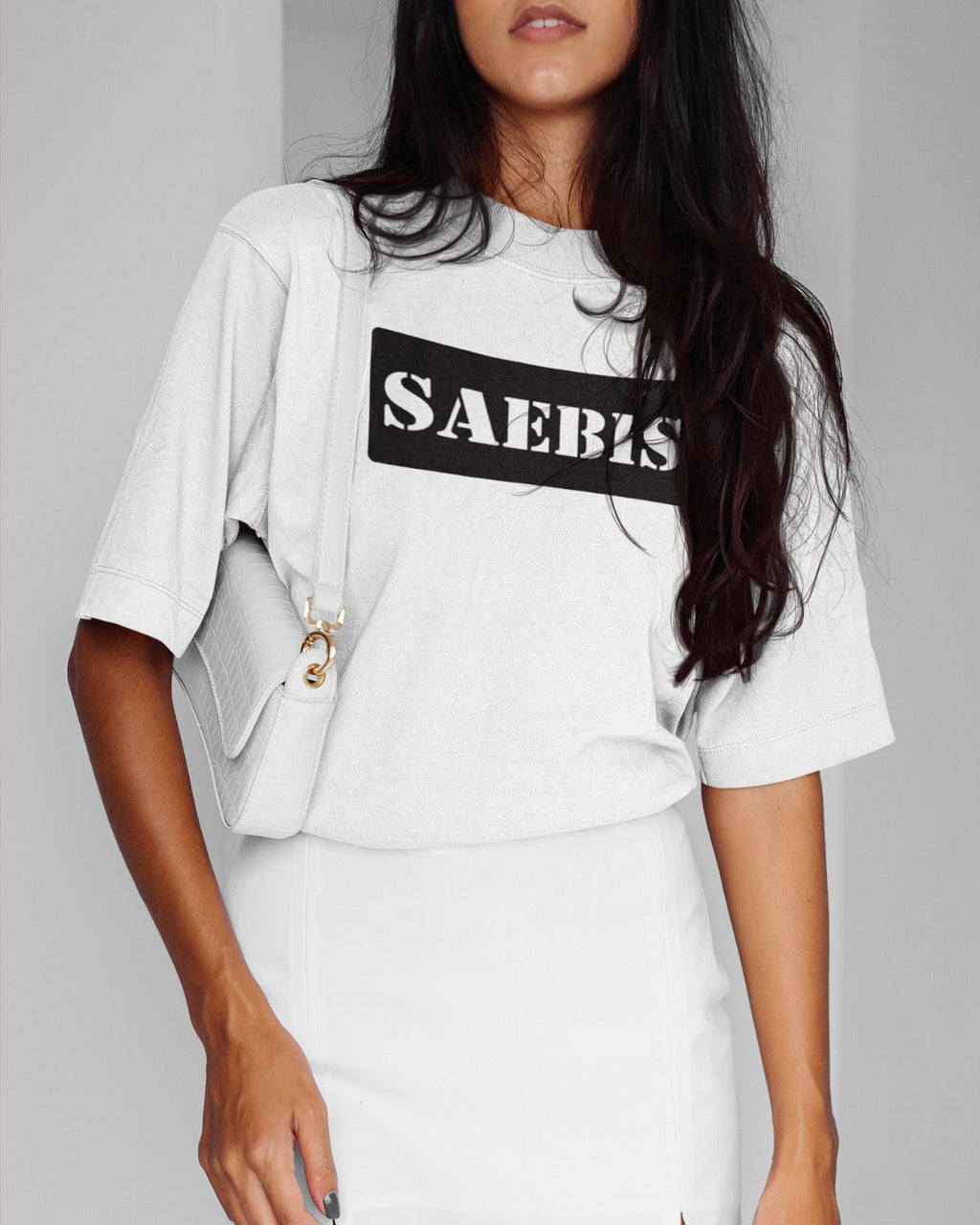 SAEBIS® Black Box Damen Oversized T-Shirt weiß