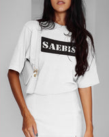 SAEBIS® Black Box Damen Oversized T-Shirt weiß