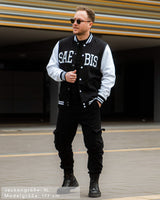 Lifestyle Retro Herren College Jacke schwarz-weiß by SAEBIS®