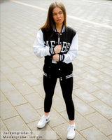 Lifestyle Retro Damen Oversized College Jacke schwarz-weiß by SAEBIS®