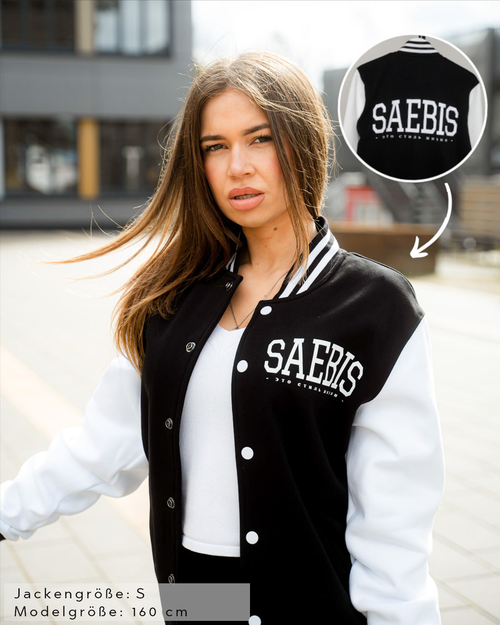 Blozend Nederigheid vlot Lifestyle Damen Oversized College Jacke schwarz-weiß by SAEBIS®