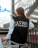 Lifestyle Damen Oversized College Jacke schwarz-weiß by SAEBIS®