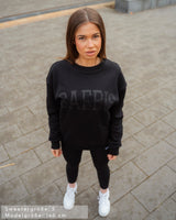 Extra schwerer Lifestyle All Black Damen Oversized Sweater by SAEBIS®