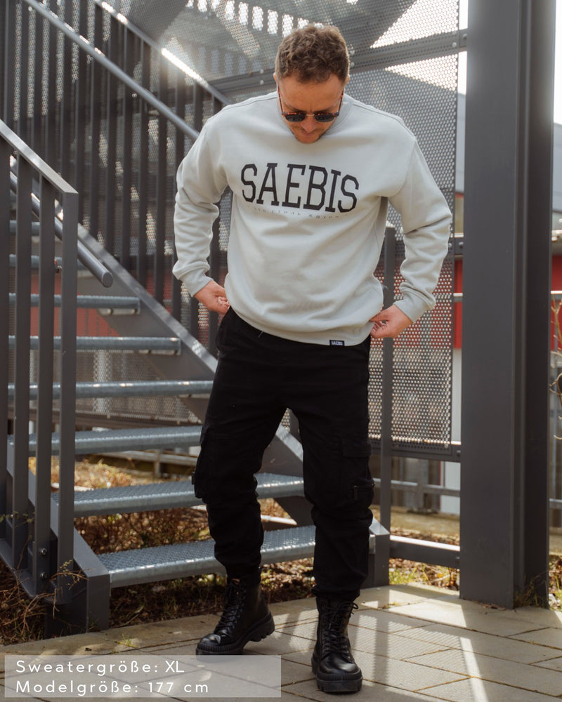 Extra schwerer Lifestyle Herren Sweater asphaltgrau by SAEBIS®