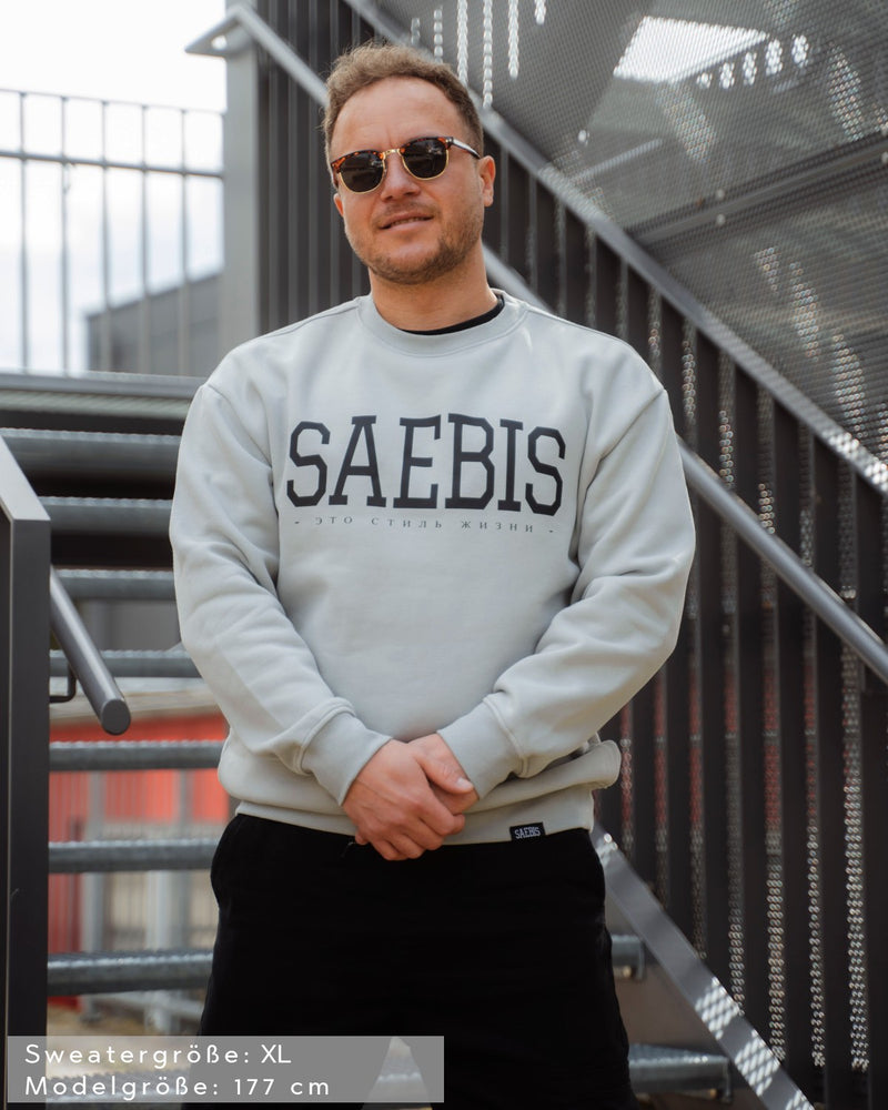 Extra schwerer Lifestyle Herren Sweater asphaltgrau by SAEBIS®