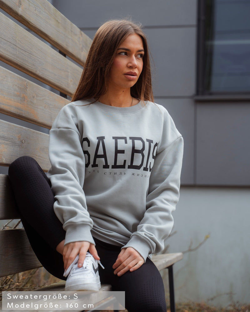 Extra schwerer Lifestyle Damen Oversized Sweater asphaltgrau by SAEBIS®