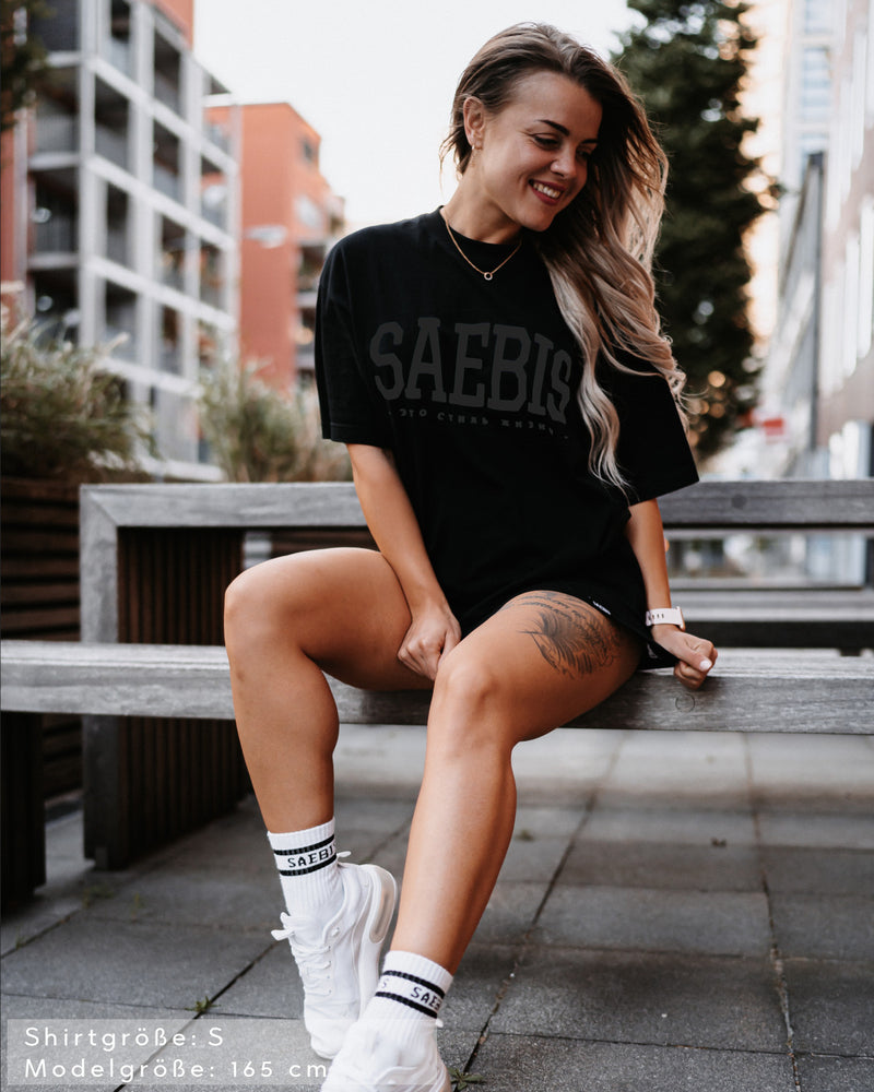 Oversized Black Damen Lifestyle by SAEBIS® T-Shirt All