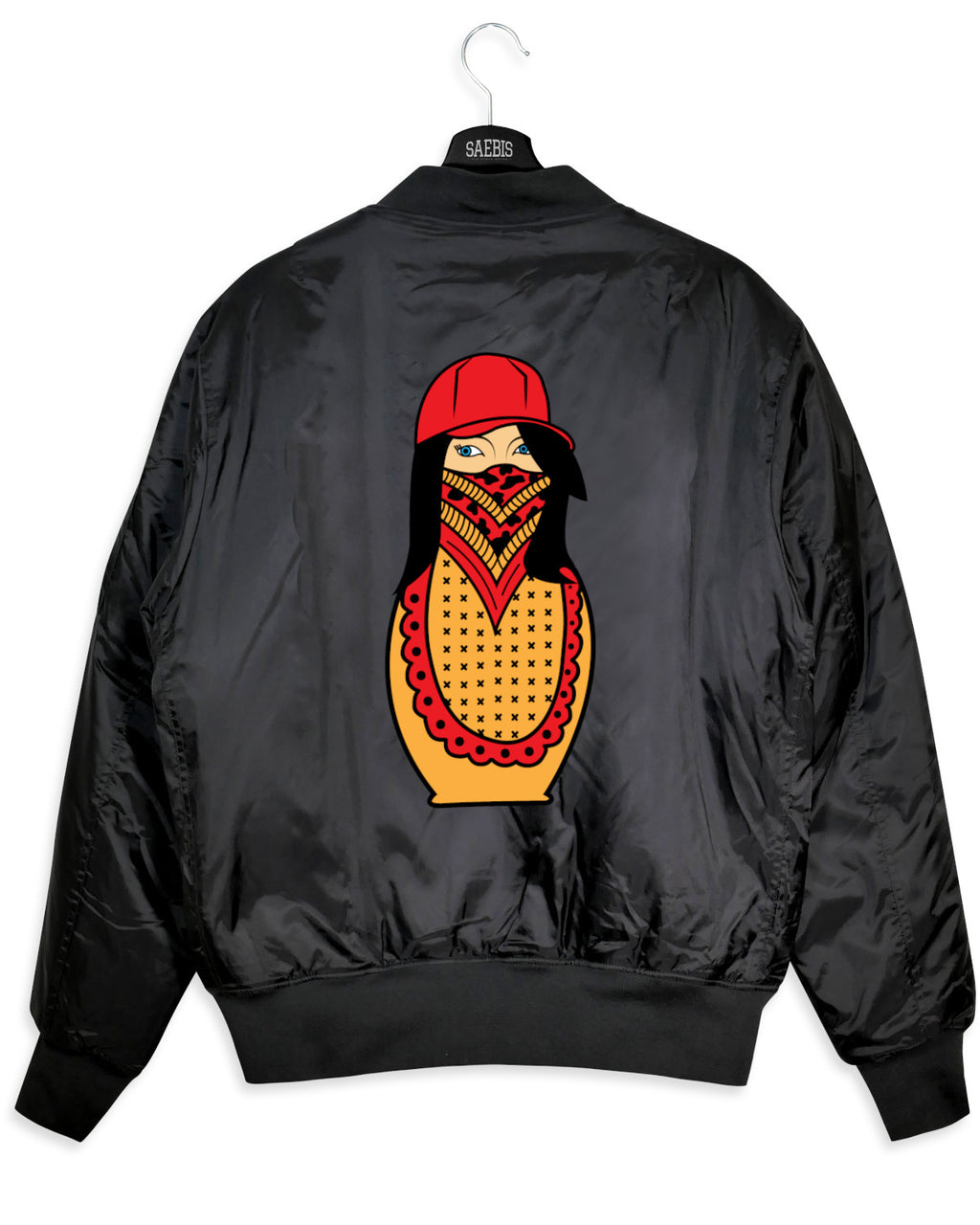 Matryoshka Damen Oversized Bomberjacke gefüttert, mit Reißverschluss schwarz by SAEBIS®