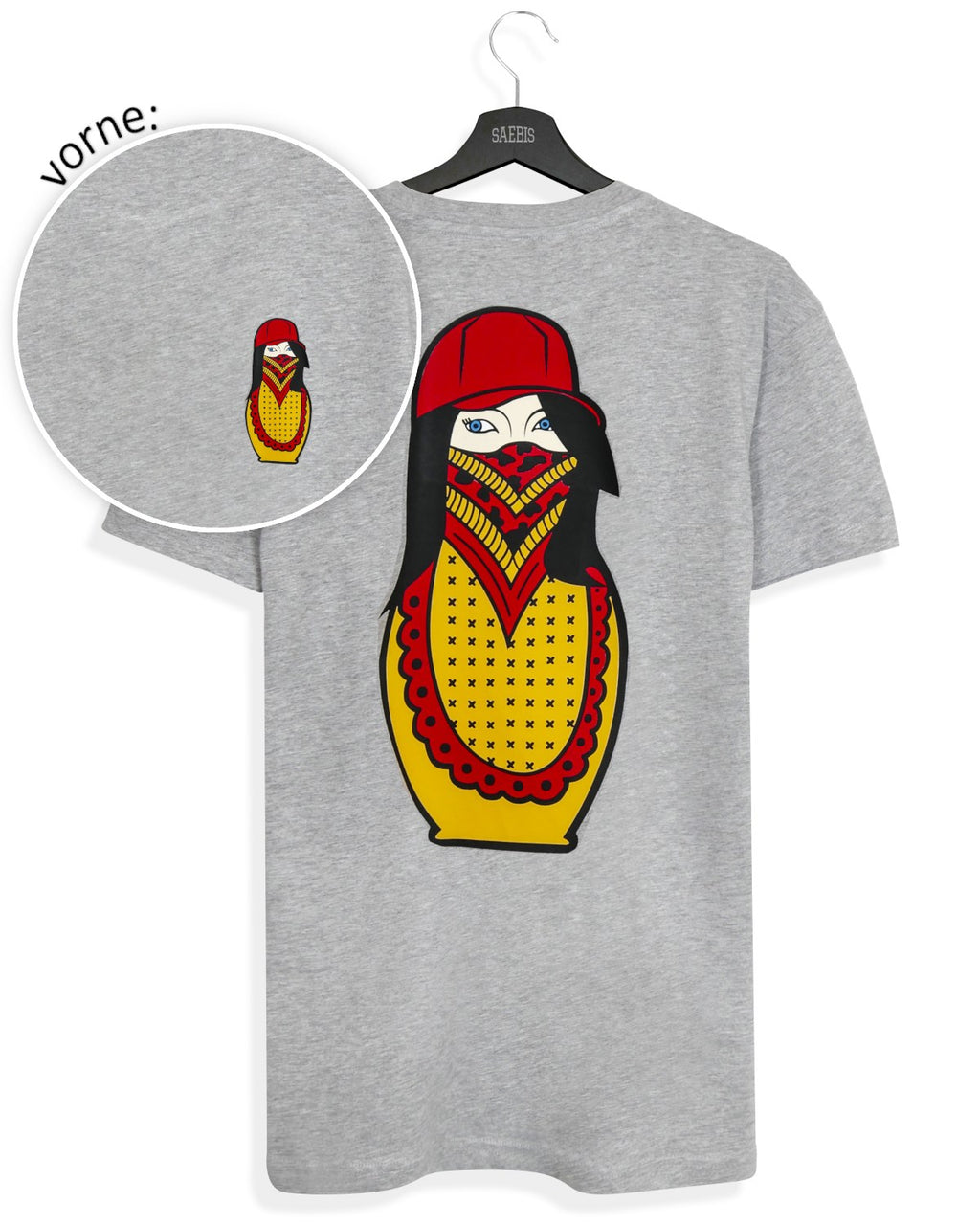 Matryoshka Damen Oversized T-Shirt grau by SAEBIS®