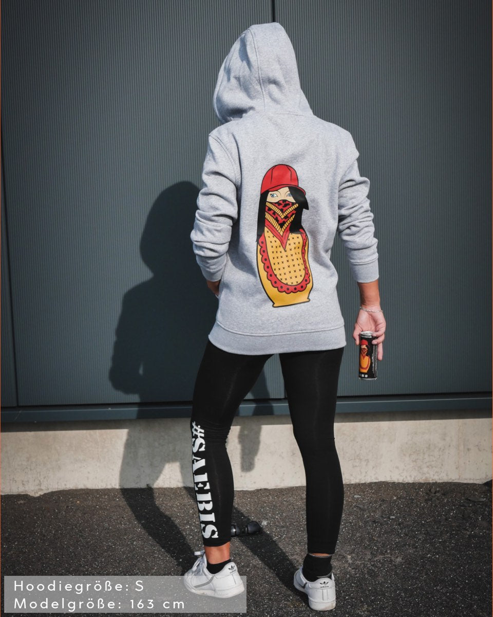 Matryoshka Damen Oversized Zip Hoodie mit Reißverschluss grau by SAEBIS®