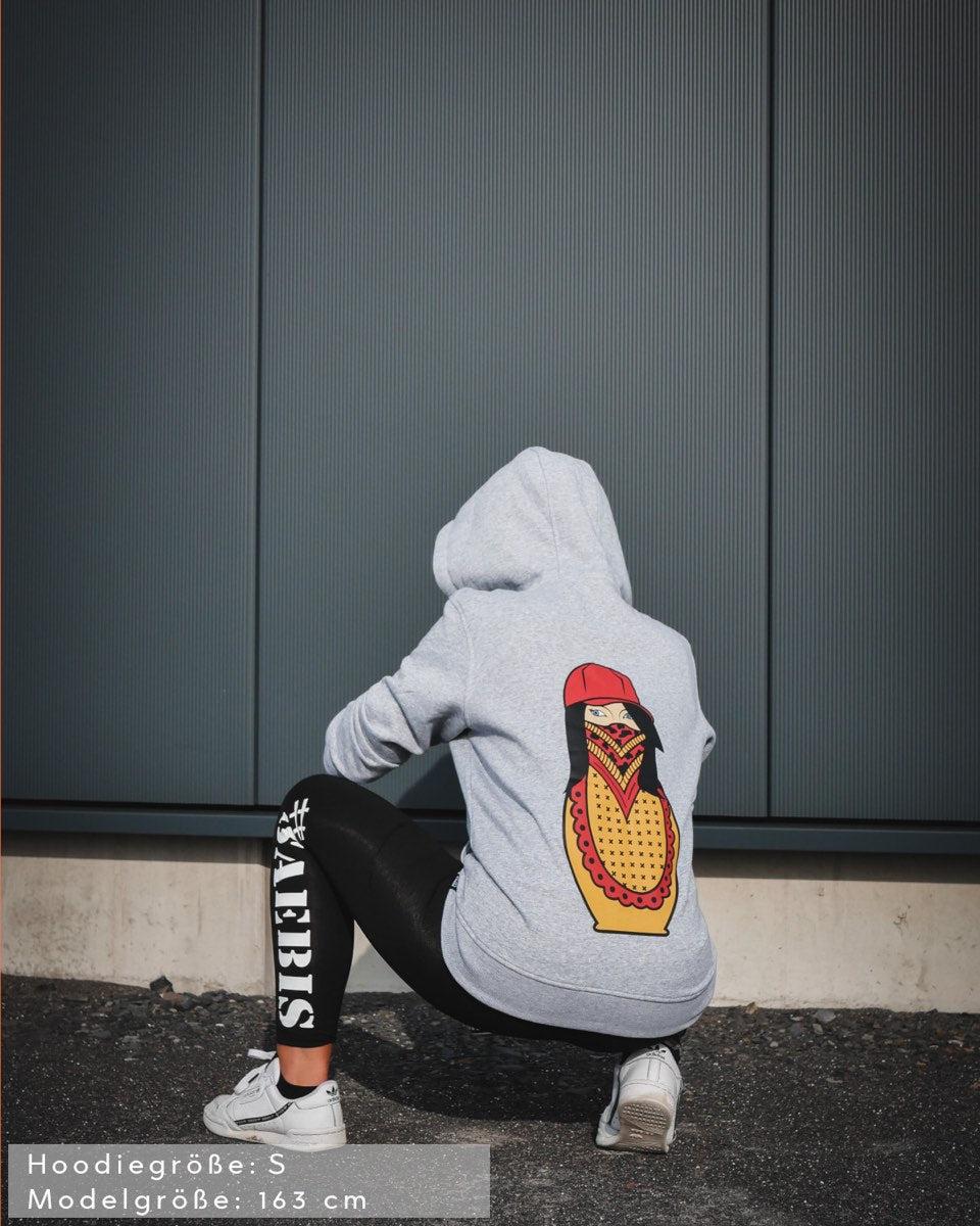 Matryoshka Damen Oversized Zip Hoodie mit Reißverschluss grau by SAEBIS®