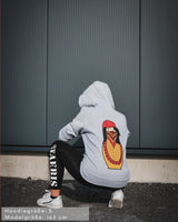 Matryoshka Damen Oversized Zip Hoodie mit Reißverschluss grau by SAEBIS®